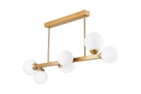 Deckenlampe Glas Metall Wei&szlig; Gold 82 cm lang 6-flammig G9