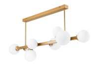 Deckenleuchte Glas Metall 102 cm lang Gold Wei&szlig; 8x G9