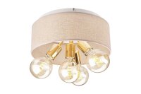 Deckenleuchte Stoff Metall rund Ø 35 cm Natur Gold...