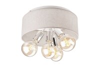 Plafonnier Tissu Métal 4x E27 Ø 35 cm Beige...