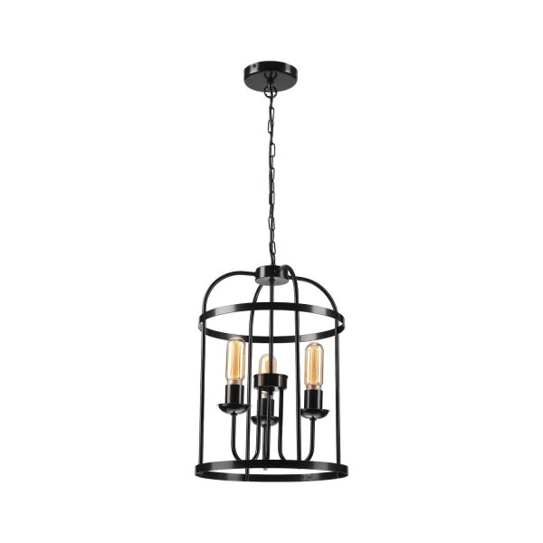 Lampe à suspendre Noir 3 flammes E27 Ø 35,5 cm Rustique Métal