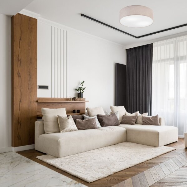Deckenlampe rund Ø 45 cm für 2x E27 Stoff blendarm Modern