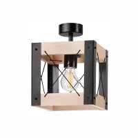 Plafonnier Rustikal carré L : 20 cm petit E27 bois...