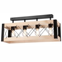 Plafonnier Bois Métal Rustique 63 cm de long Noir...