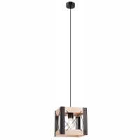 Lampe à suspendre Bois Métal ajustable Noir...