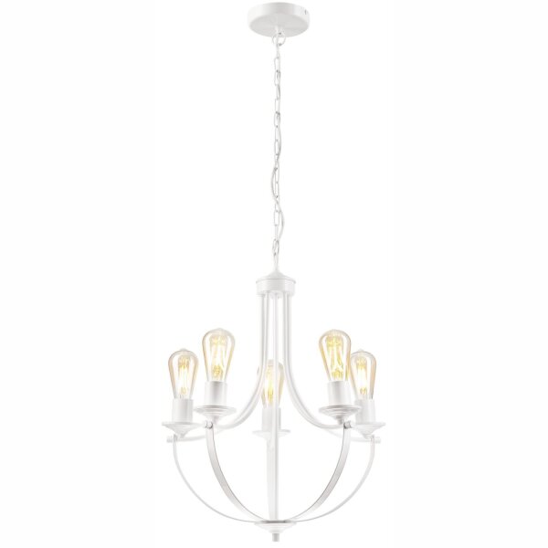 Lustre Rustique Blanc Métal Ø 45 cm 5-flamme E27