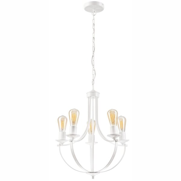 Lustre Rustique Blanc Métal Ø 45 cm 5-flamme E27