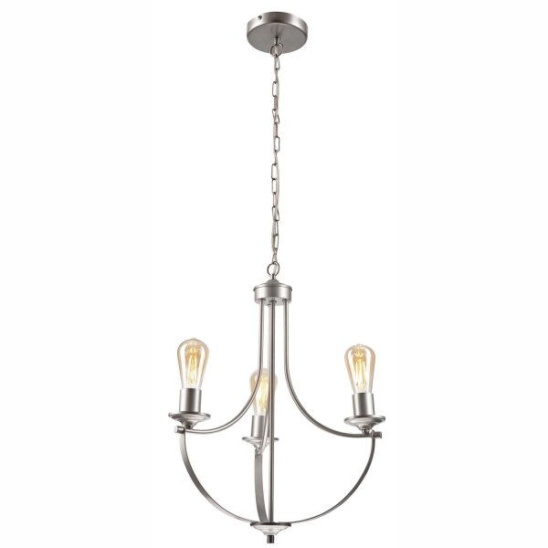 Kronleuchter Metall Rustikal Ø 42 cm 3-armig E27 in Silber