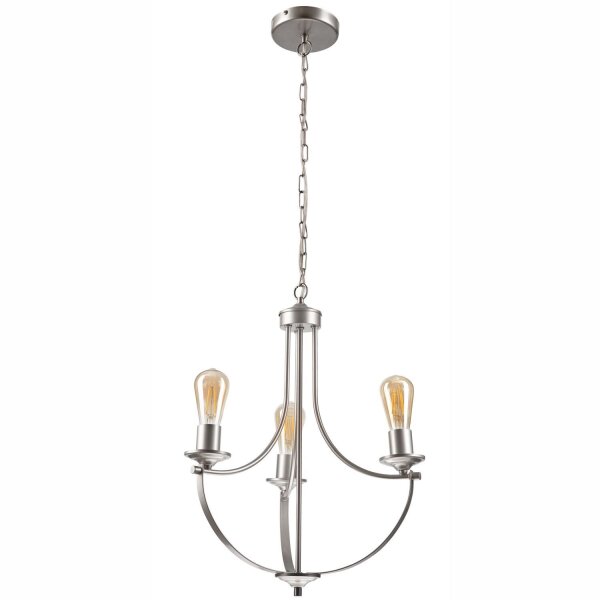 Kronleuchter Metall Rustikal Ø 42 cm 3-armig E27 in Silber