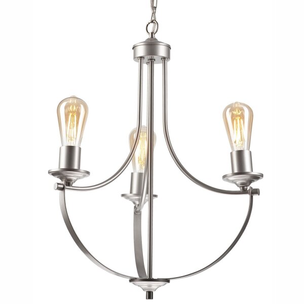 Kronleuchter Metall Rustikal Ø 42 cm 3-armig E27 in Silber