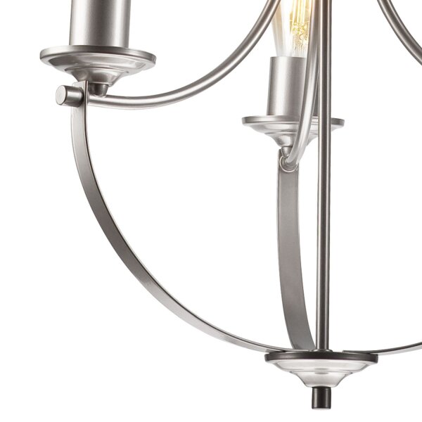 Kronleuchter Metall Rustikal Ø 42 cm 3-armig E27 in Silber