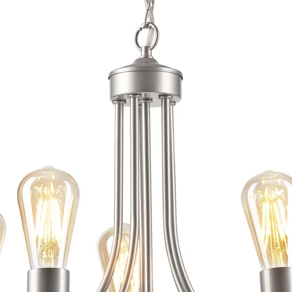 Kronleuchter Metall in Silber 5-flammig E27 Ø 45 cm Rustikal