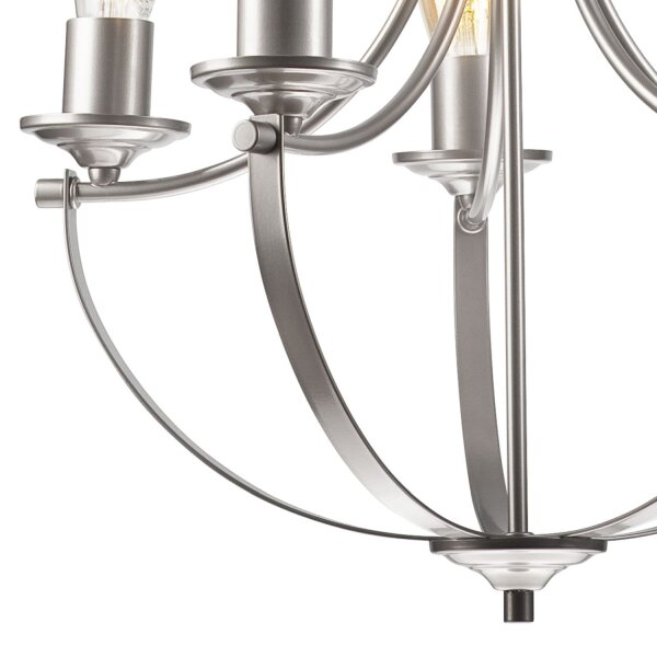 Kronleuchter Metall in Silber 5-flammig E27 Ø 45 cm Rustikal
