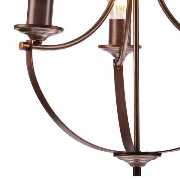 Kronleuchter Metall Rustikal Ø 42 cm 3-armig E27 Braun