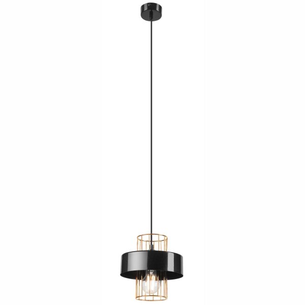 Hängelampe Metall Schwarz Gold Ø 20 cm E27 höhenverstellbar