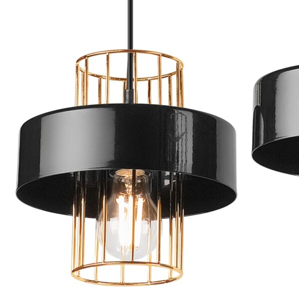 Pendelleuchte Schwarz Gold B: 40 cm Metall 2-flammig E27