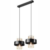 Suspension Noir Or L : 40 cm M&eacute;tal 2 flammes E27