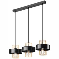Hängelampe Schwarz Gold 3-flammig E27 B: 60 cm Metall