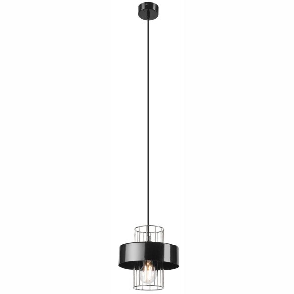 Hängelampe Metall Schwarz Chrom Ø 20 cm E27 höhenverstellbar