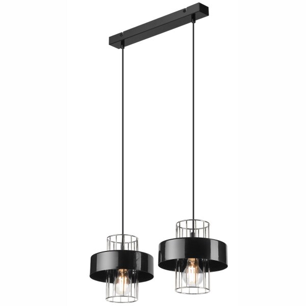 Lampe à suspendre Moderne Métal 2 flammes Noir Chrome E27 AFINA