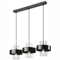 Pendelleuchte 3-flammig Modern Schwarz Chrom E27 Metall