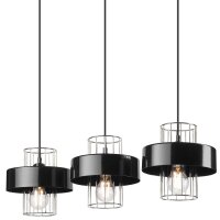 Pendelleuchte 3-flammig Modern Schwarz Chrom E27 Metall