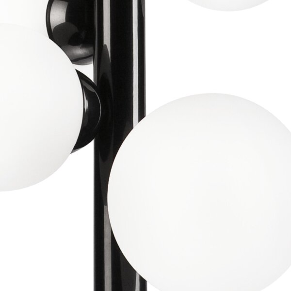 Suspension Noir Blanc Abat-jour sphérique 4x E27 Verre Métal