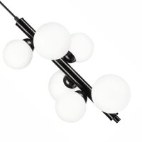 Hängelampe Glas Metall Schwarz Weiß 6-flammig...