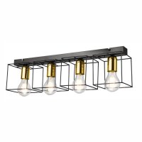 Plafonnier noir or 61 cm de long m&eacute;tal 4-flamme E27