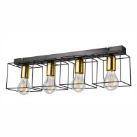 Plafonnier noir or 61 cm de long métal 4-flamme E27