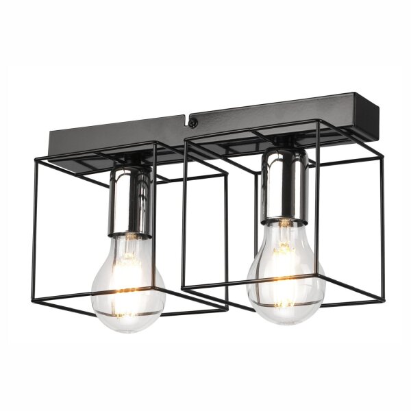 Deckenlampe Schwarz Chrom 2-flammig E27 Metall Modern