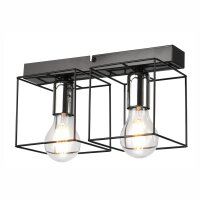 Plafonnier noir chrome 2 flammes E27 m&eacute;tal Moderne
