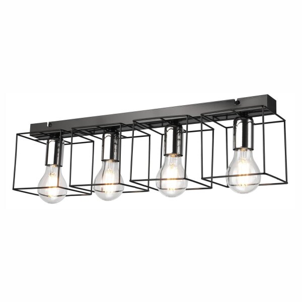 Deckenleuchte Schwarz Chrom Metall 61 cm lang 4-flammig E27