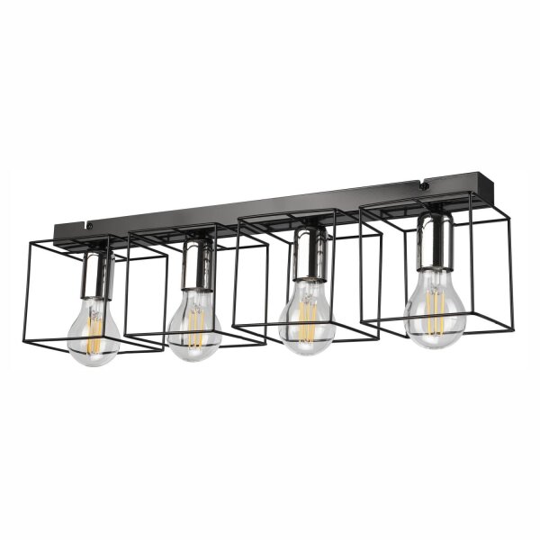 Deckenleuchte Schwarz Chrom Metall 61 cm lang 4-flammig E27