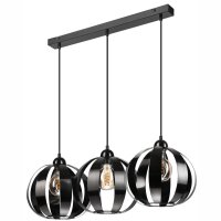Suspension noir métal 3 flammes E27 orientable