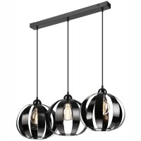 Suspension noir métal 3 flammes E27 orientable