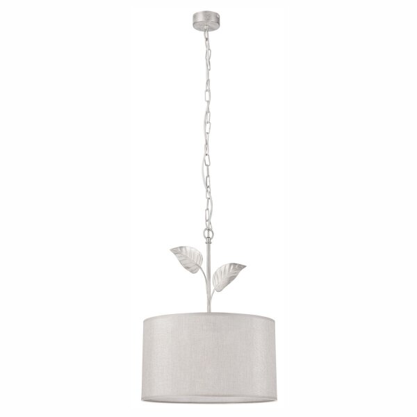 Hängelampe Stoff Metall in Silber E27 Ø 35 cm Landhaus
