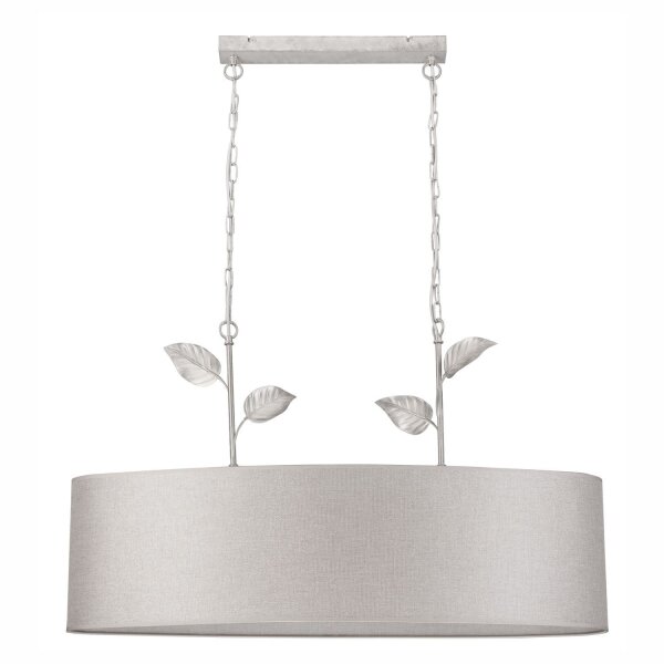 Suspension Tissu Métal L : 89 cm E27 Argent Campagne