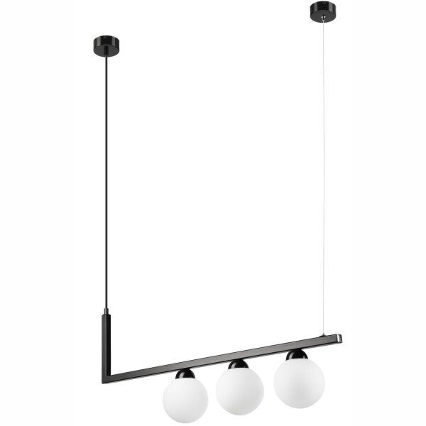 Lampe à suspendre Verre Métal Noir Blanc Abat-jour sphérique 3x G9