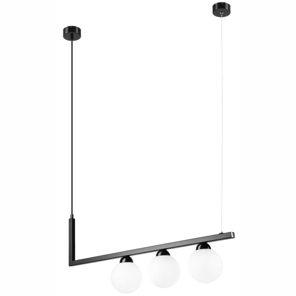 Lampe à suspendre Verre Métal Noir Blanc Abat-jour sphérique 3x G9