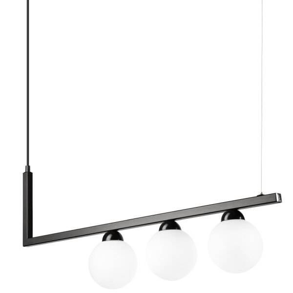 Lampe à suspendre Verre Métal Noir Blanc Abat-jour sphérique 3x G9
