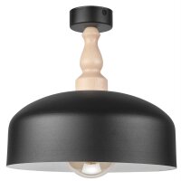 Plafonnier Noir Métal Bois E27 Ø 30 cm...