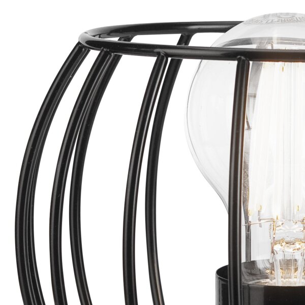 Tischlampe Schwarz E27 klein H: 16 cm Metall Holz Retro