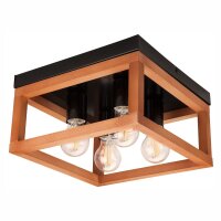 Plafonnier rectangulaire Rustique Noir L : 30 cm Bois...