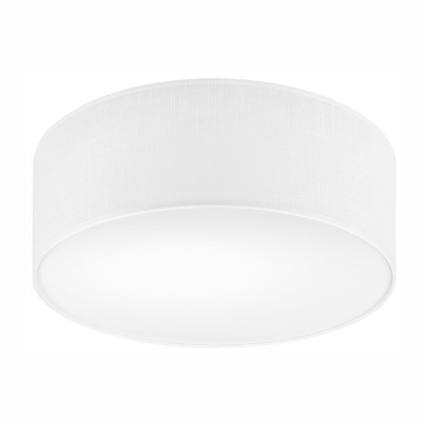 Plafonnier Blanc Ø 35 cm rond plat tissu anti-éblouissement E27