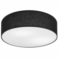 Deckenlampe Schwarz &Oslash; 45 cm rund flach blendarm 2x E27 Stoff