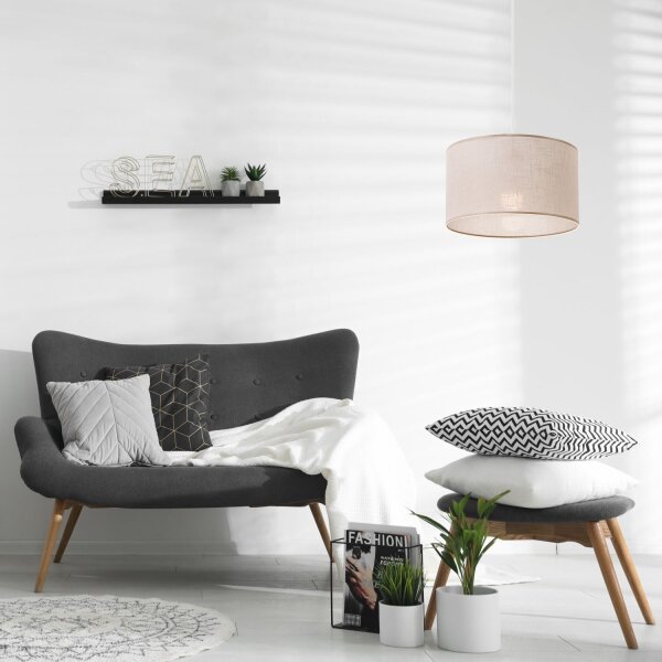 Suspension Abat-jour en tissu Ø 35 cm Beige réglable E27