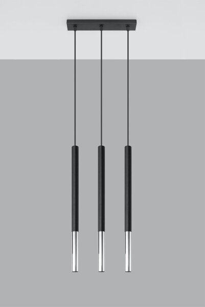 Suspension GALKA 3 flammes orientables noir chrome