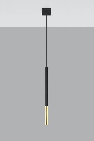 Lampe à suspendre Noir Or Ø 2,5 cm étroit Métal Cylindre