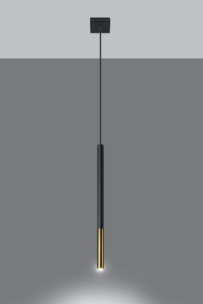 Lampe à suspendre Noir Or Ø 2,5 cm étroit Métal Cylindre